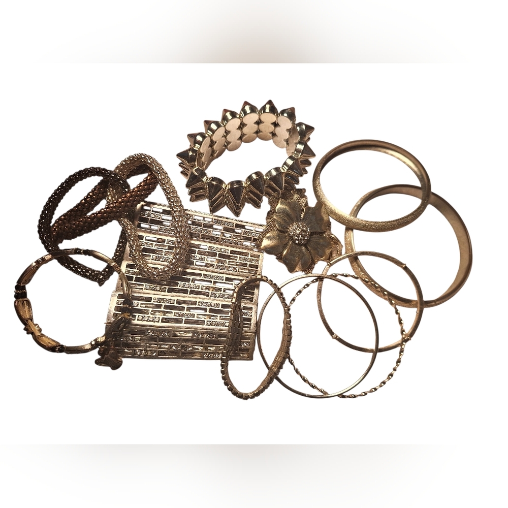 Stunning 12 PIECE Lot BRACELETS METALS EDGY PUNK Alternative Statement Gothic
